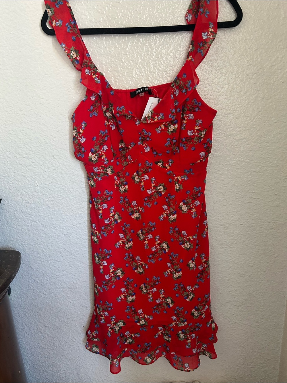 Sugarlips Red Floral Jacquard Mini Dress - Picture 2 of 5